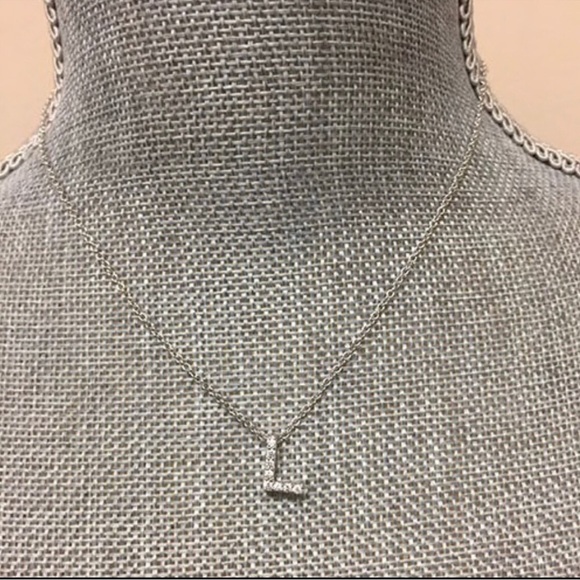 Rhodium/Sterling Silver Cubic Zirconia Initial Letter Necklaces-Boutique - Picture 5 of 8